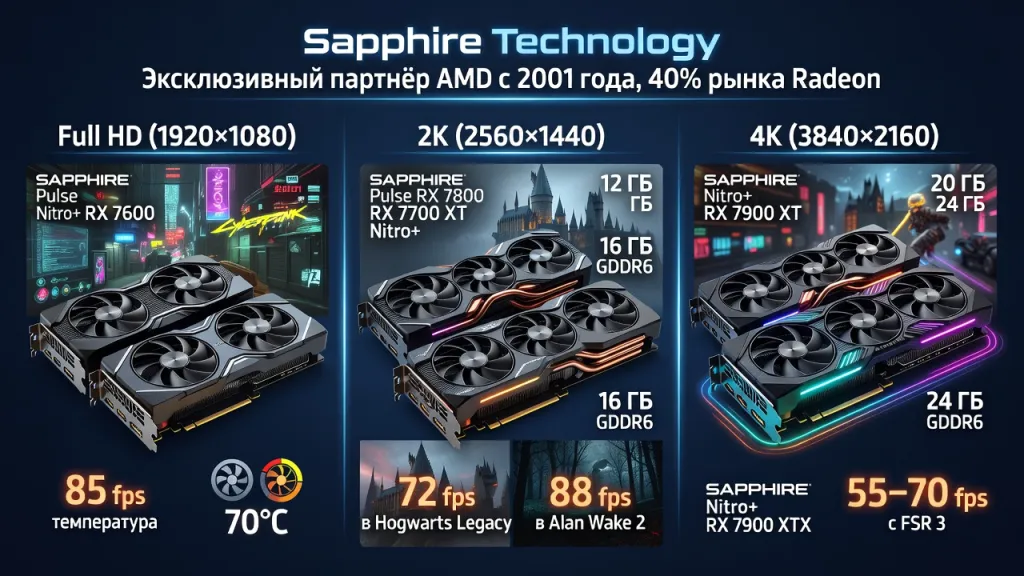 Топ видеокарты Sapphire для Full HD, 2K и 4K